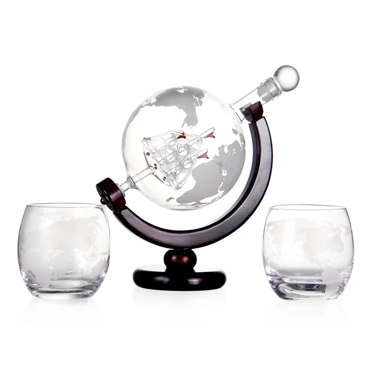 

Handmade Borosilicate Whiskey Glass Gift Set 850ml Whiskey Vodka Globe Dec Water Holder (with 2 glasses)