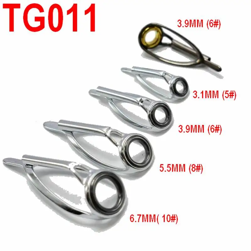 TG011 Fishing Rod Top Rings Guides Line Hole 3.9mm 5.3mm Top Guide Ring 1.8mm - 23.6mm Sliver or Gun Gray