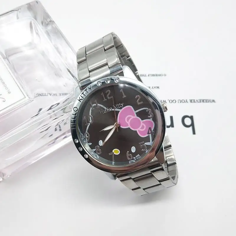 New Sanrio Children Watch Cute Hellokitty Convenient Going Out Steel Strap Fashionable Versatile Watch for Female Students Gifts