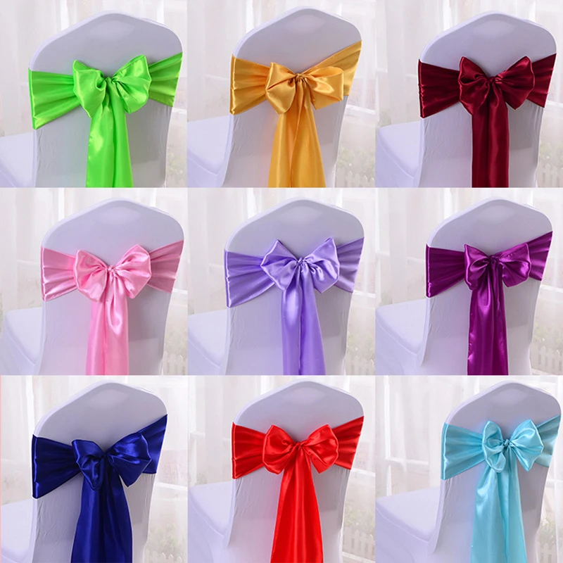 1pc Satin Chair Sash for Wedding Chair Chair Knot Cover Decoration Chairs Bow Ties for Party, Rustic Wedding Decor DIY Bands