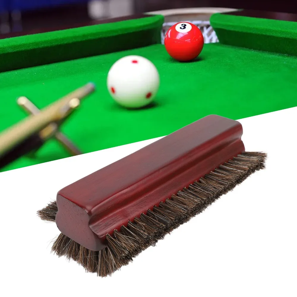 

Щетка для бильярдного стола из конского волоса с деревянной ручкой, 3-сторонняя, с бордовой щетиной, для чистки бильярдного стола
