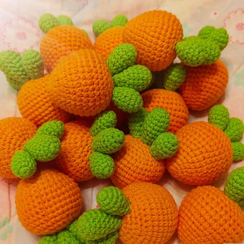 3PCS Knitted Carrots Strawberry Crochet Fruits Cute For Hat Sweater Cloth Decorations Carrot DIY Applique Gift Accessories