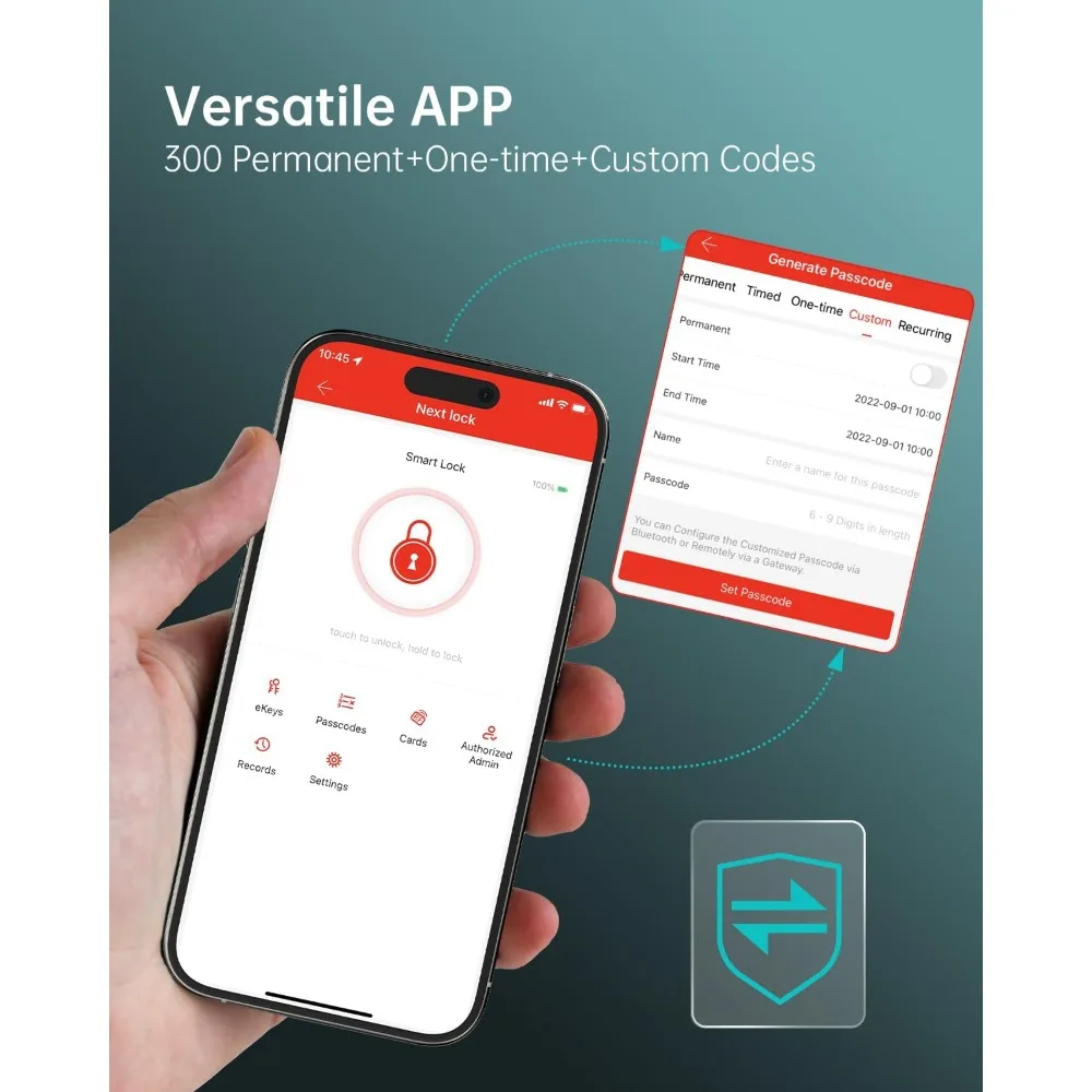 Hornbill Smart Front Door Lock Set, Keyless Entry Türschloss mit Griff, Smart Deadbolt Keypad Lock, Alexa Front Door Handle Set