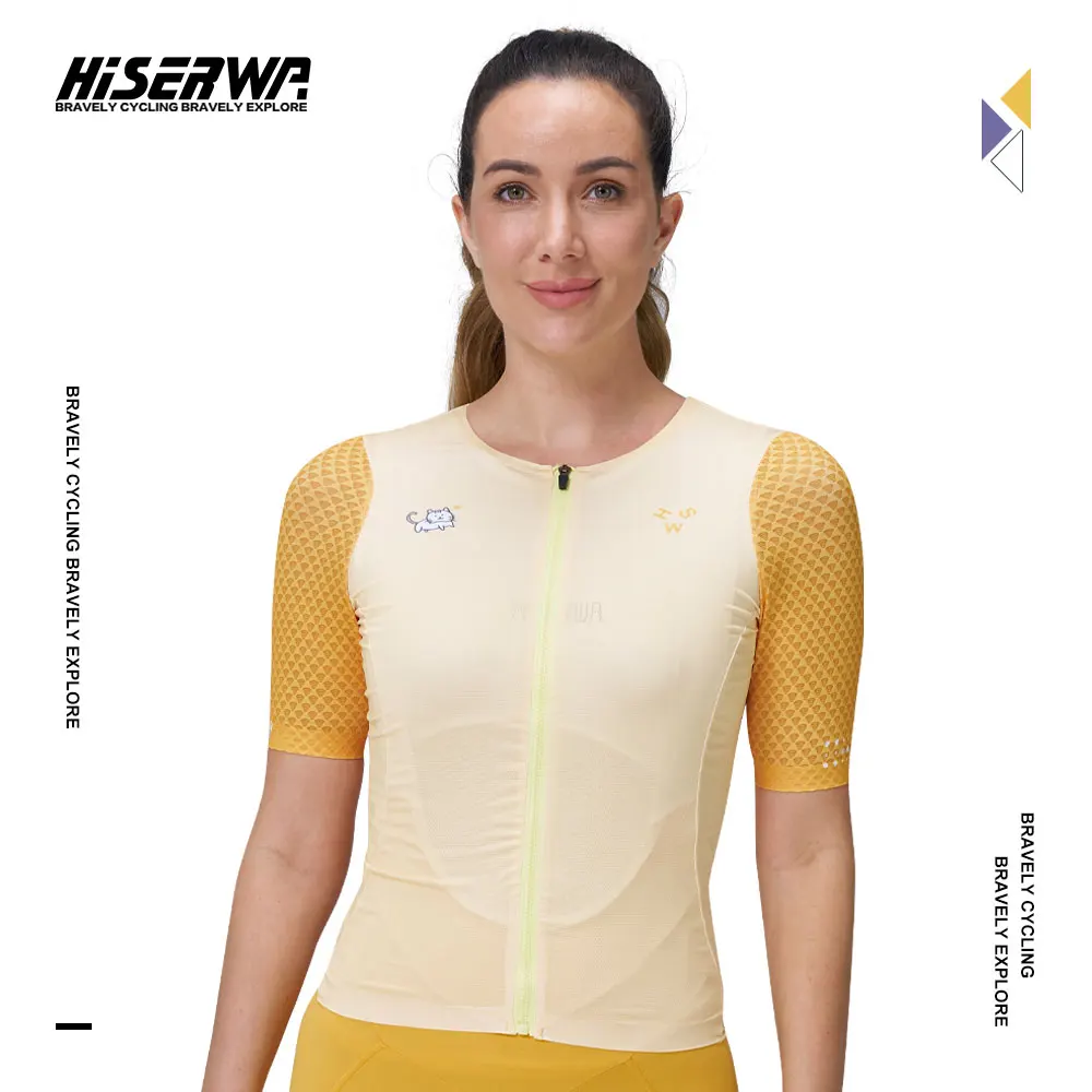 

HISERWA Women Cycling Jersey Slim Fit Breathable Cycling Jersey High Quality Bicycle Short Sleeve MTB Road Bike Shirts Ciclismo