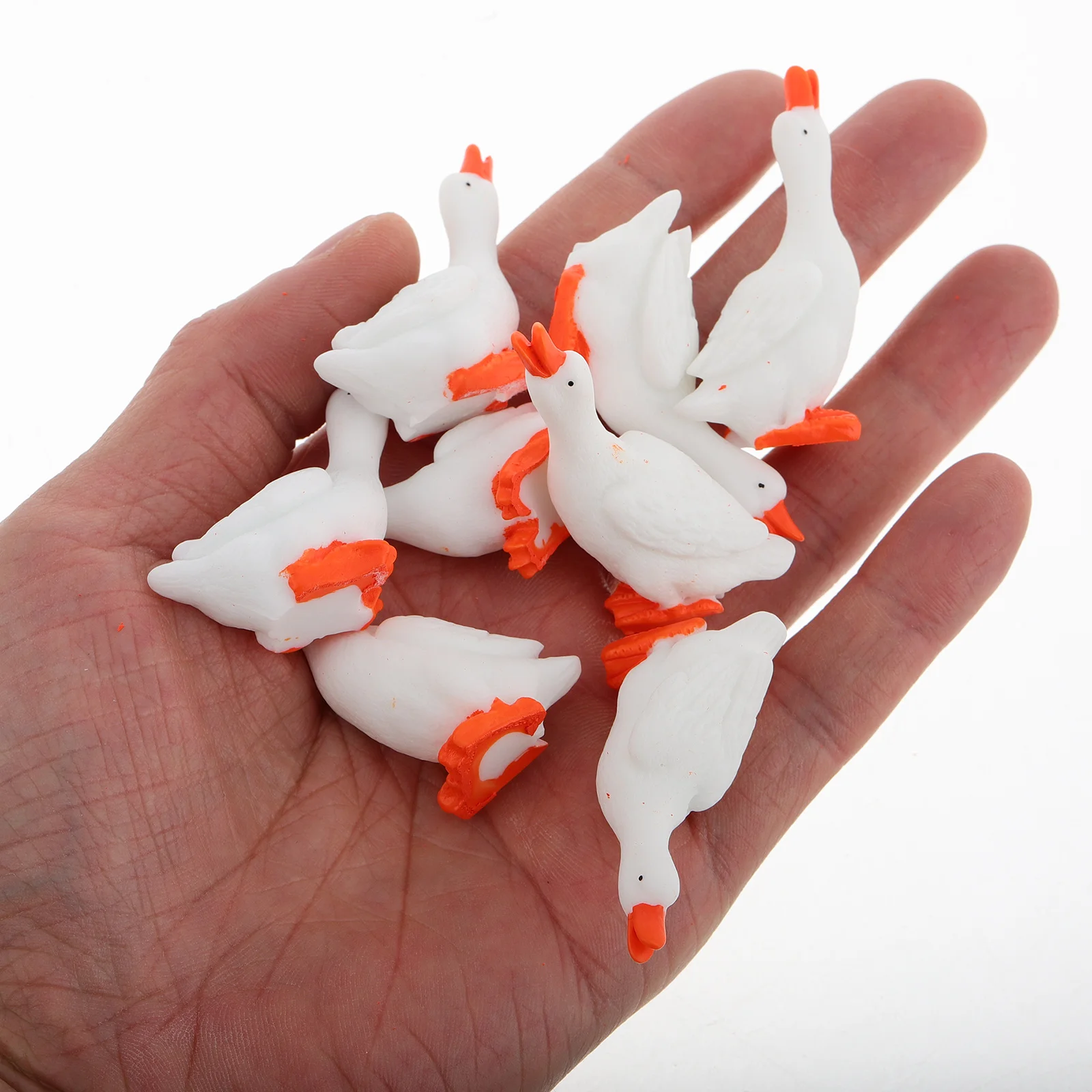 

8 Pcs Goose Ornaments Home Decor Cute Animal Statue Micro Landscape Garden Model Modeling Statuette Parent-child
