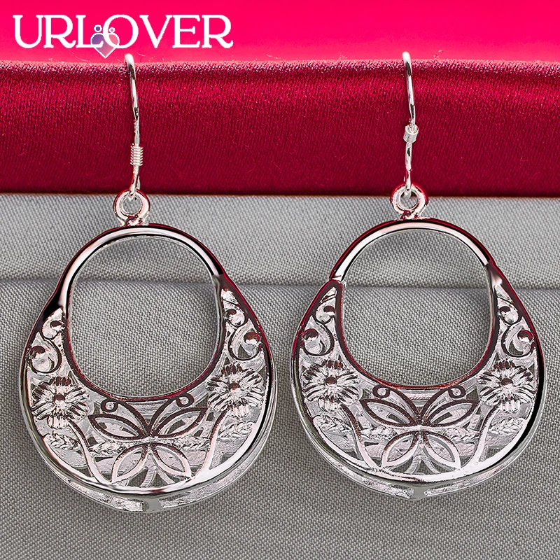 URLOVER 925 Sterling Silver Earring For Woman Handbag Drop Earrings Lady Party Birthday Wedding Fashion Charm Jewelry Gift