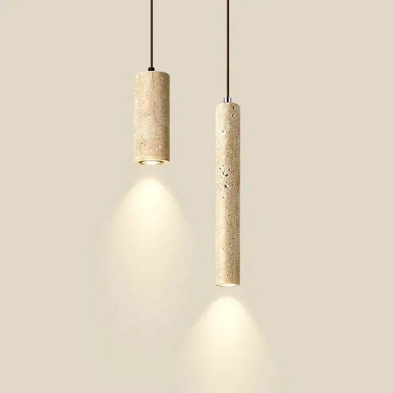 

Yellow Travertine Lamp Bedroom Chandeliers Bedside Pendant Retro Living Room Lights Bar Counter Hanging Lamps Lighting
