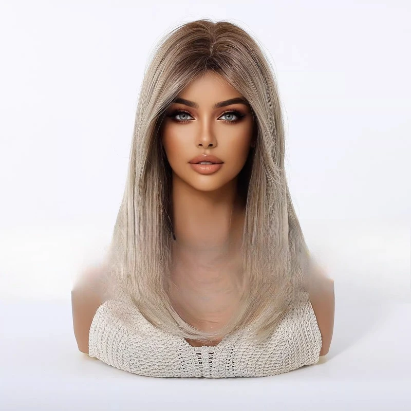 Women's wig short hair full hood multi-color medium bangs