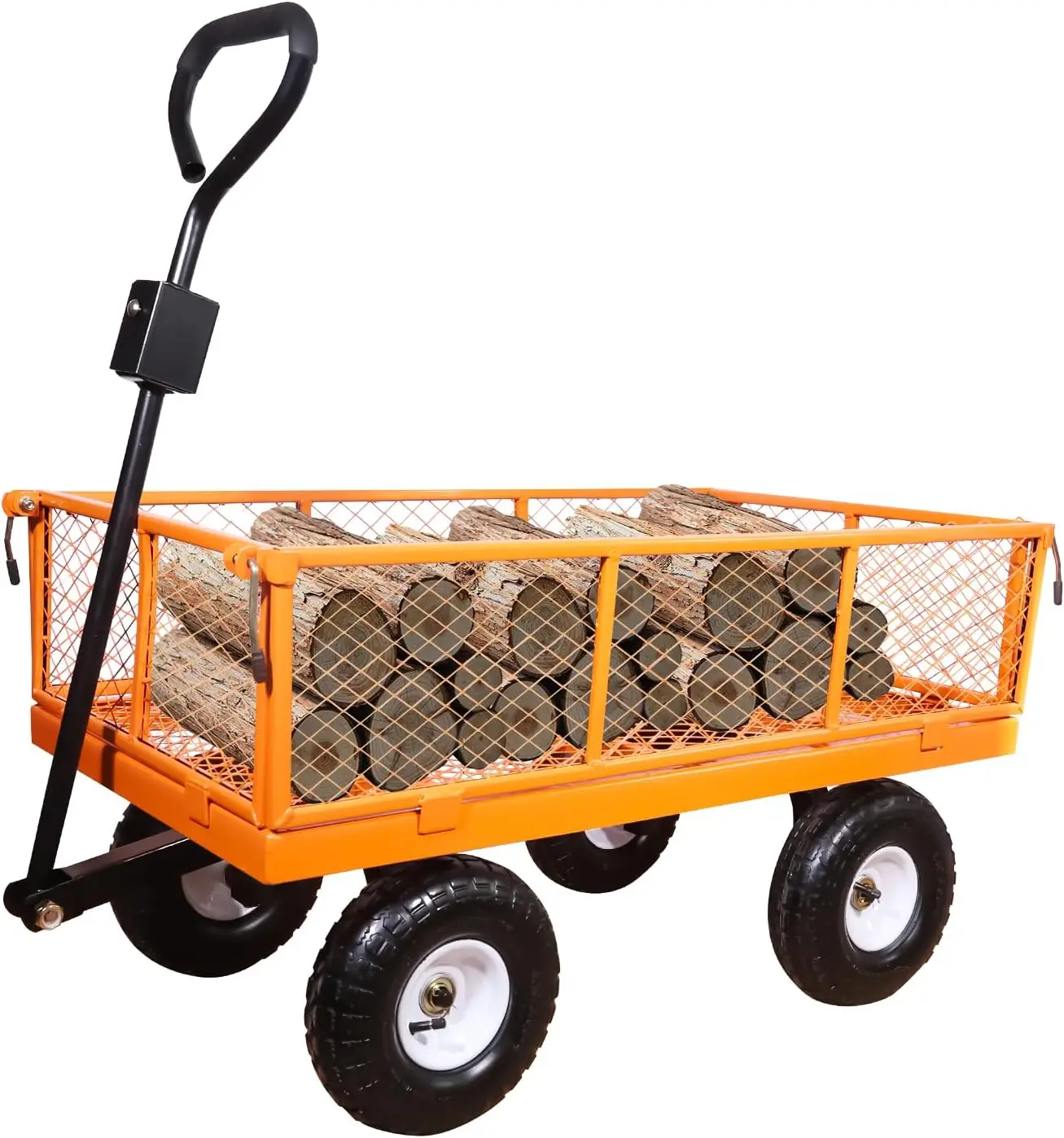 Aain 800 Lbs Metal Garden Cart, Heavy Duty Garden Wagon With Removable Steel Mesh Sides, Utility Yard Carts With 180° Rotating