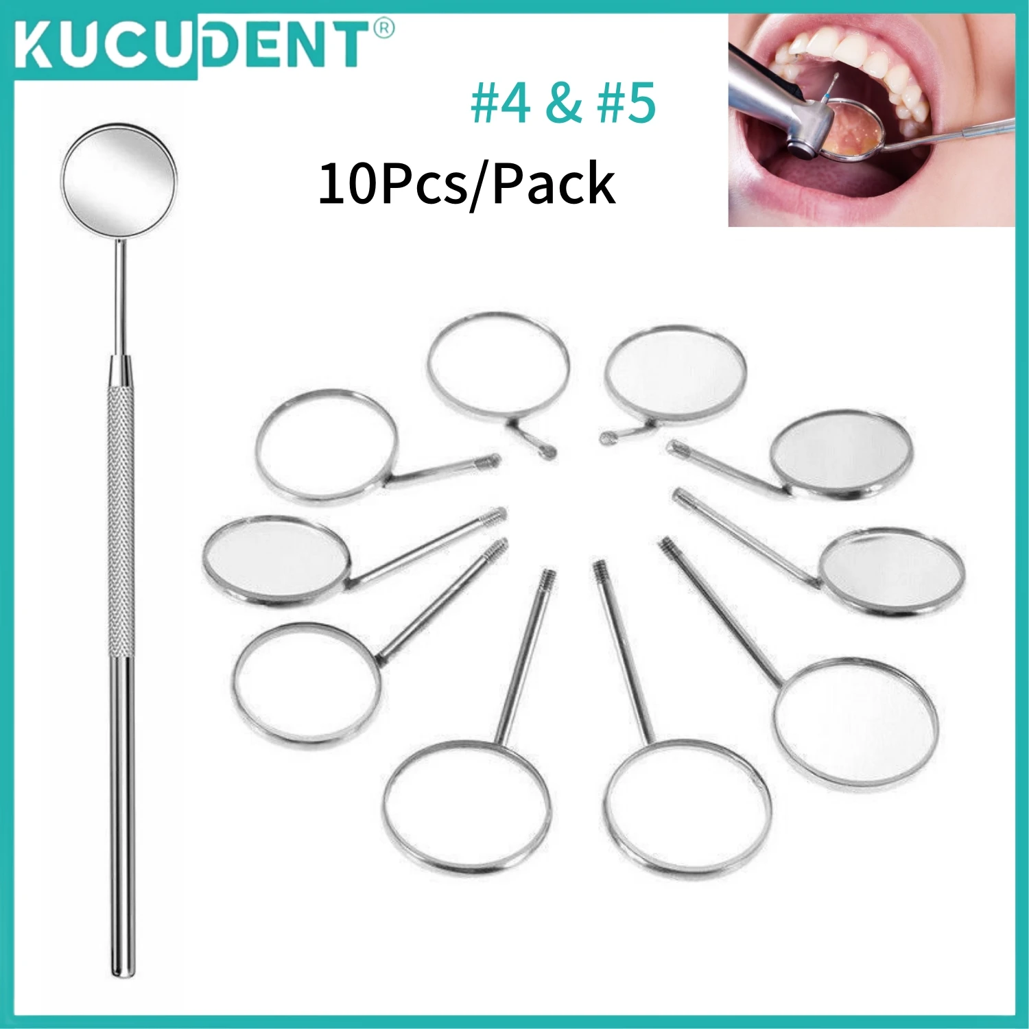 

10pcs/Set Dental Mouth Mirror Stainless Steel Reflector Mouth Exam Mirror Head Oral Hygiene Care Tool 4# 5# Dentistry Equipment