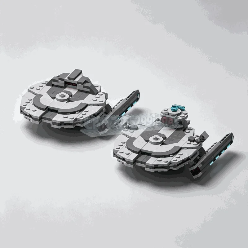 407PCS Futuristic Twin Space Cruiser Building Blocks Sci Fi Starship DIY Assembly Set Galactic Display Collection Festival Gift