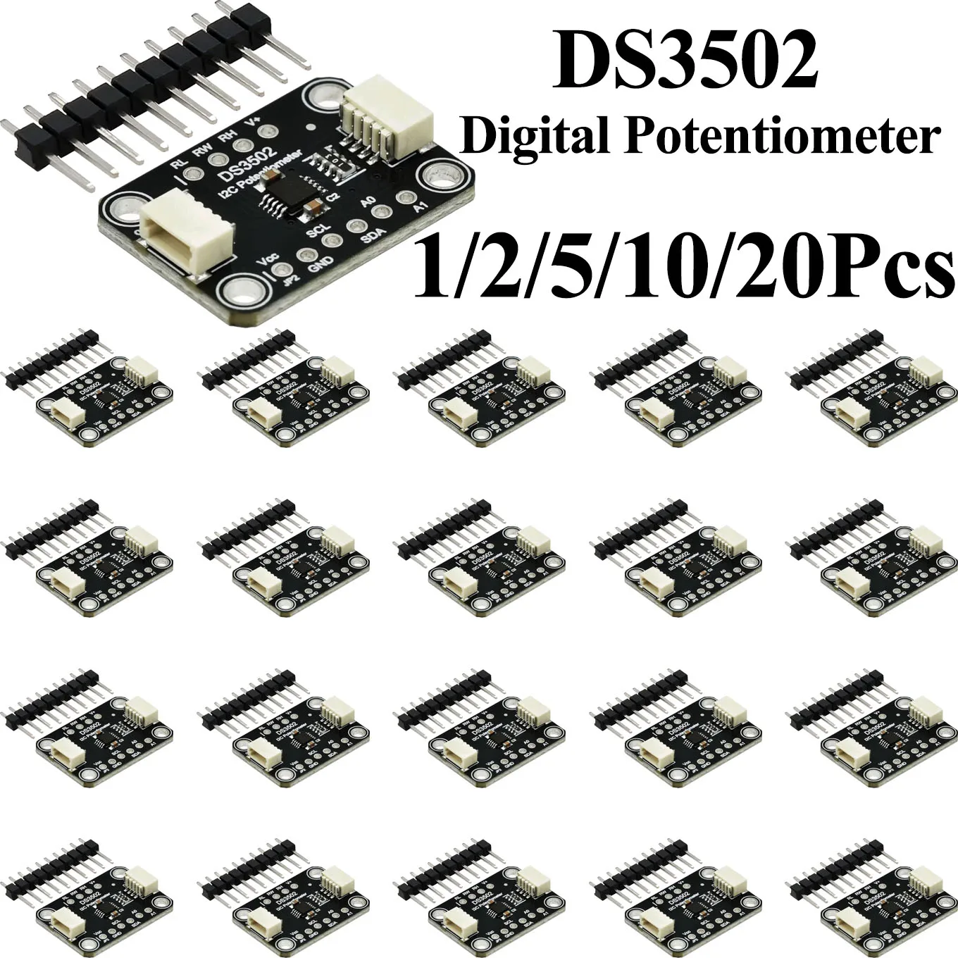 1~20Pcs DS3502 Digital Potentiometer Breakout Board I2C Interface 128 Position Wiper Non‑Volatile Compatible STEMMA QT Qwiic