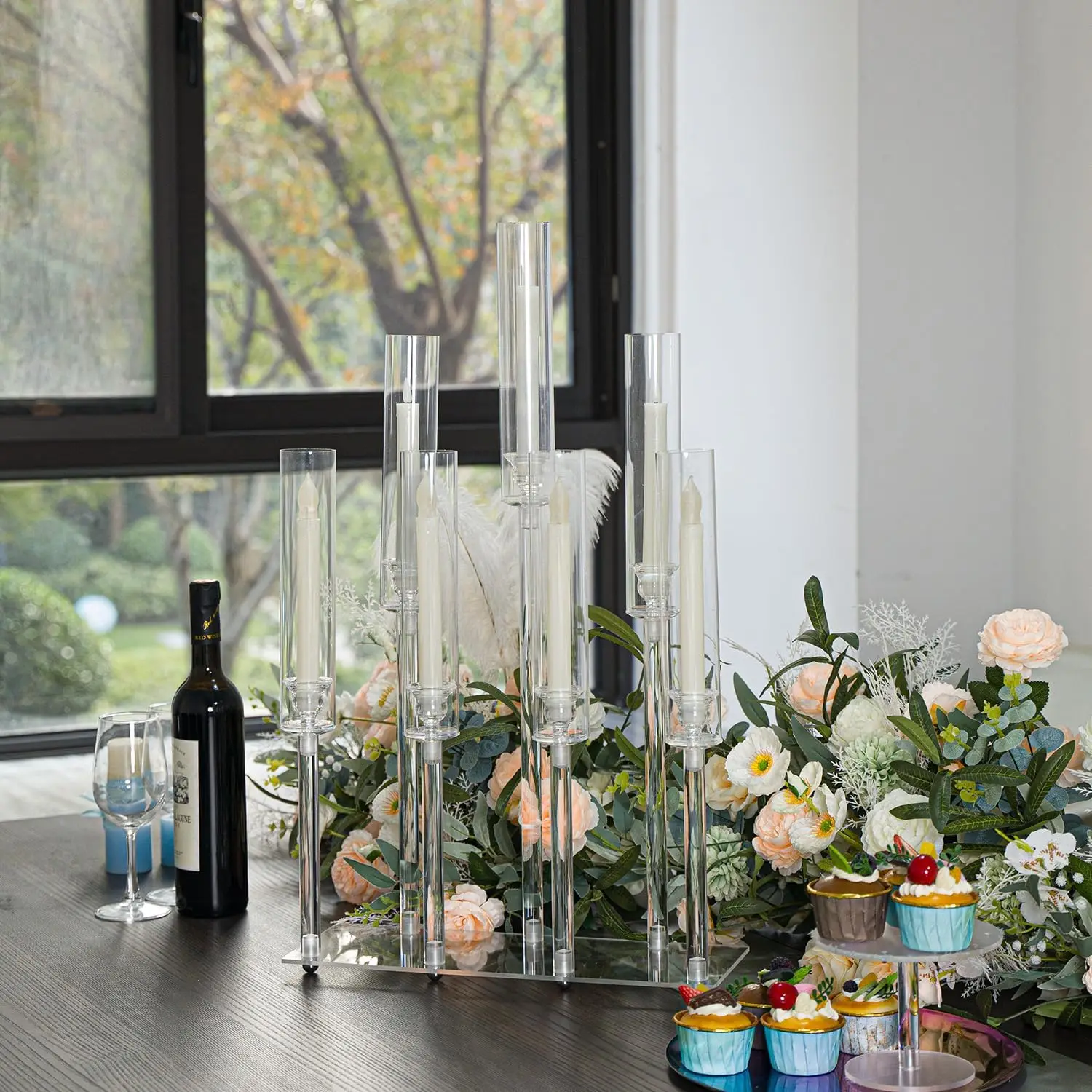 8 pezzi portacandele in acrilico candeliere centrotavola candelabri 7 bracci per decorazioni per eventi di compleanno festa di nozze 26,5 pollici di altezza