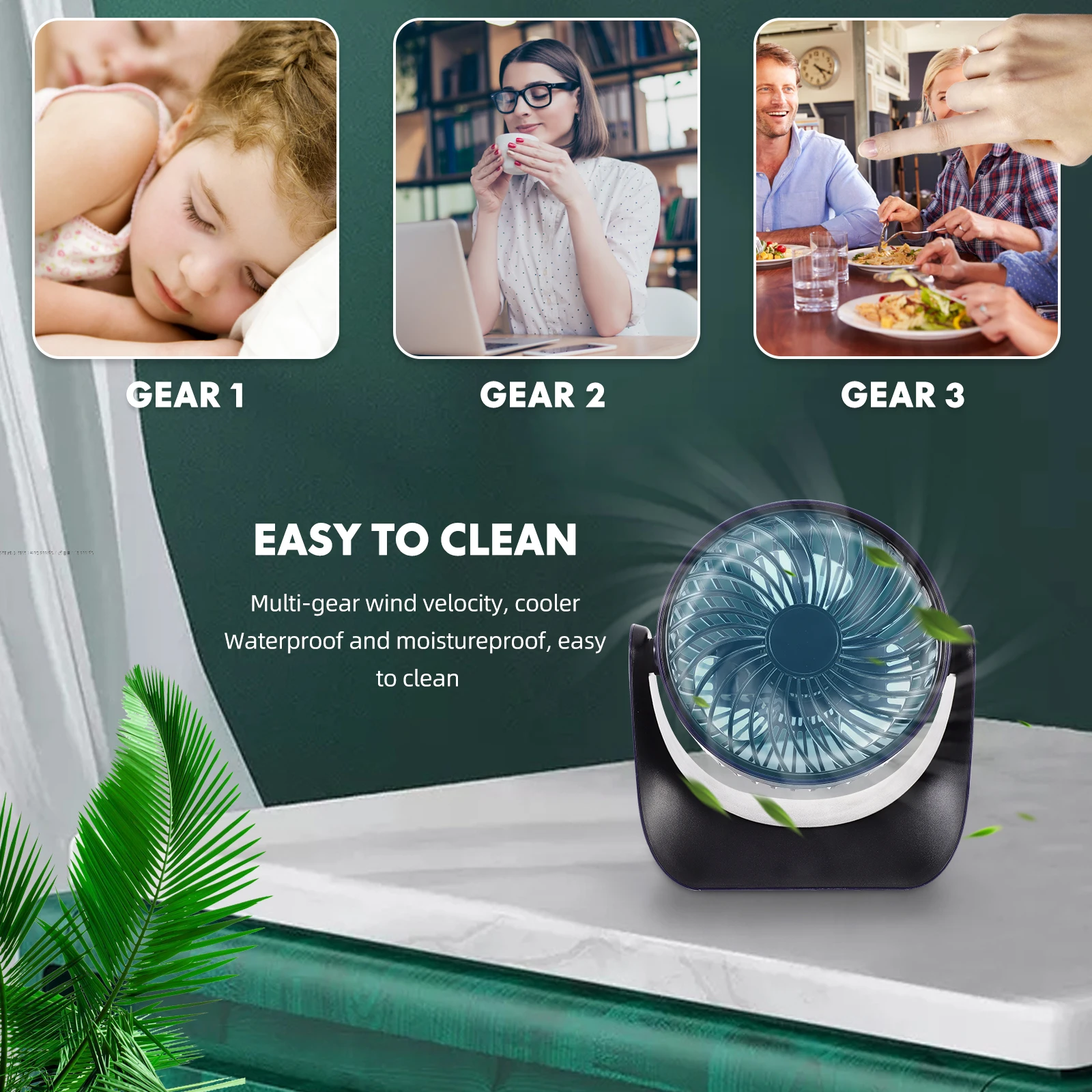 

Mini Fan Quiet Portable Usb Cooling Adjustable Premium Materials Small Desk Rechargeable Plastic