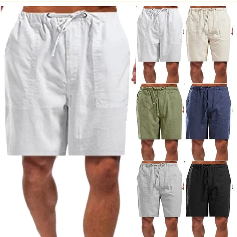 Popular Men's Linen European and American Large-size Pocket Casual Shorts Cross-border Special Pants