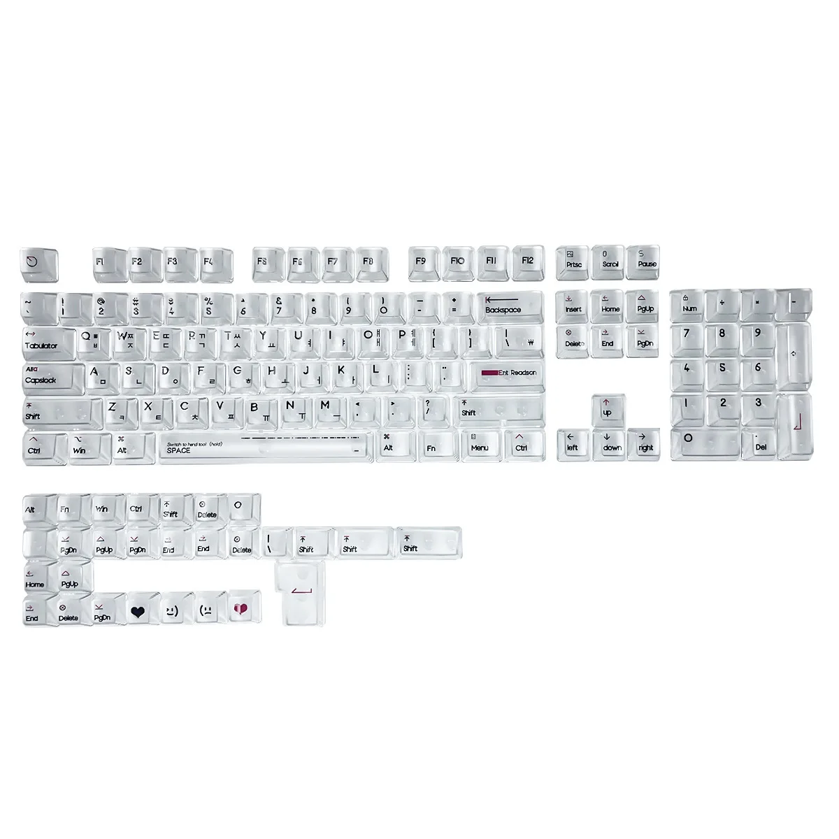 Korean keyca 132 Key Crystal Transparent Keycaps For MX Switch Mechanical Gaming Keyboard CBSA Profile Blank Backlit Keycap GK61