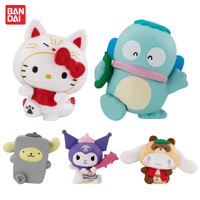 

Bandai Genuine 5Pcs Gashapon DORORON YOKAI FIGURE Sanrio Characters Kuromi Toys For Kids Gift Collectible Model Ornaments