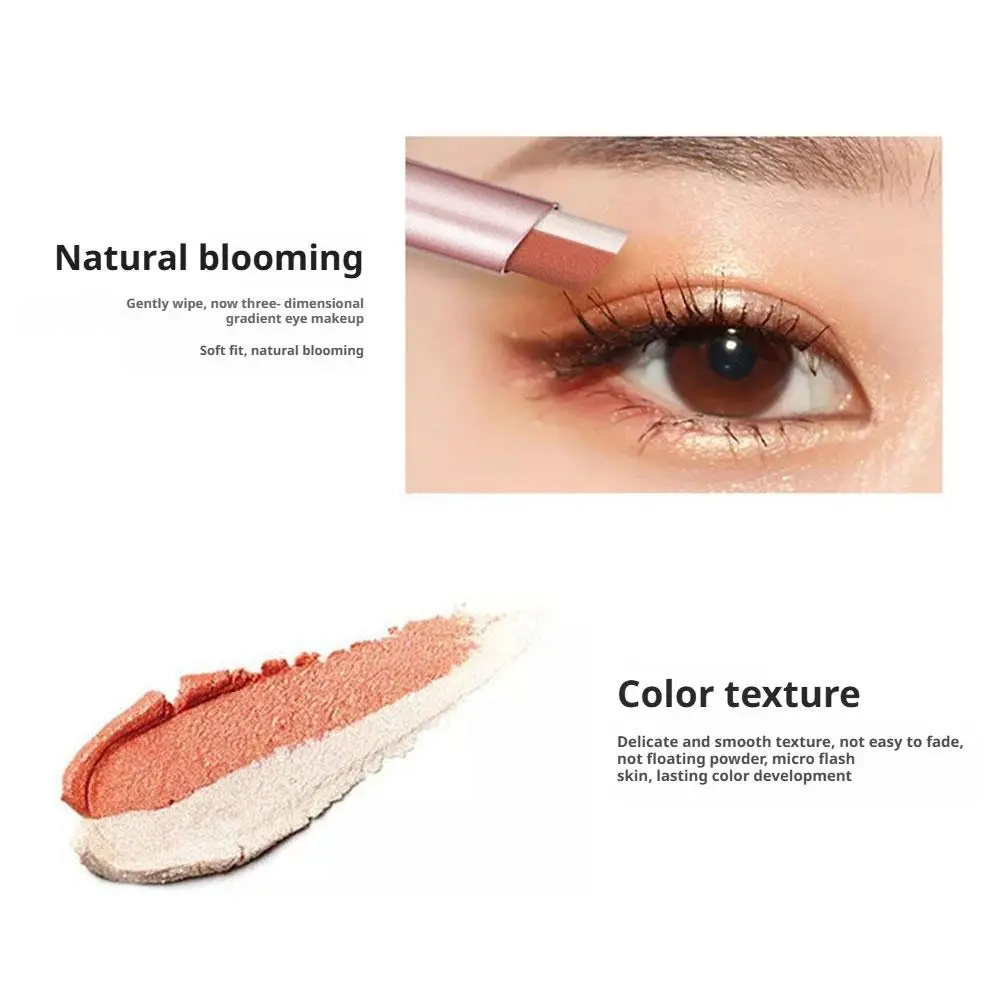 Barra de sombra de ojos de doble color resistente al agua: herramienta de maquillaje degradado, a prueba de sudor y a prueba de manchas para una fácil y duradera