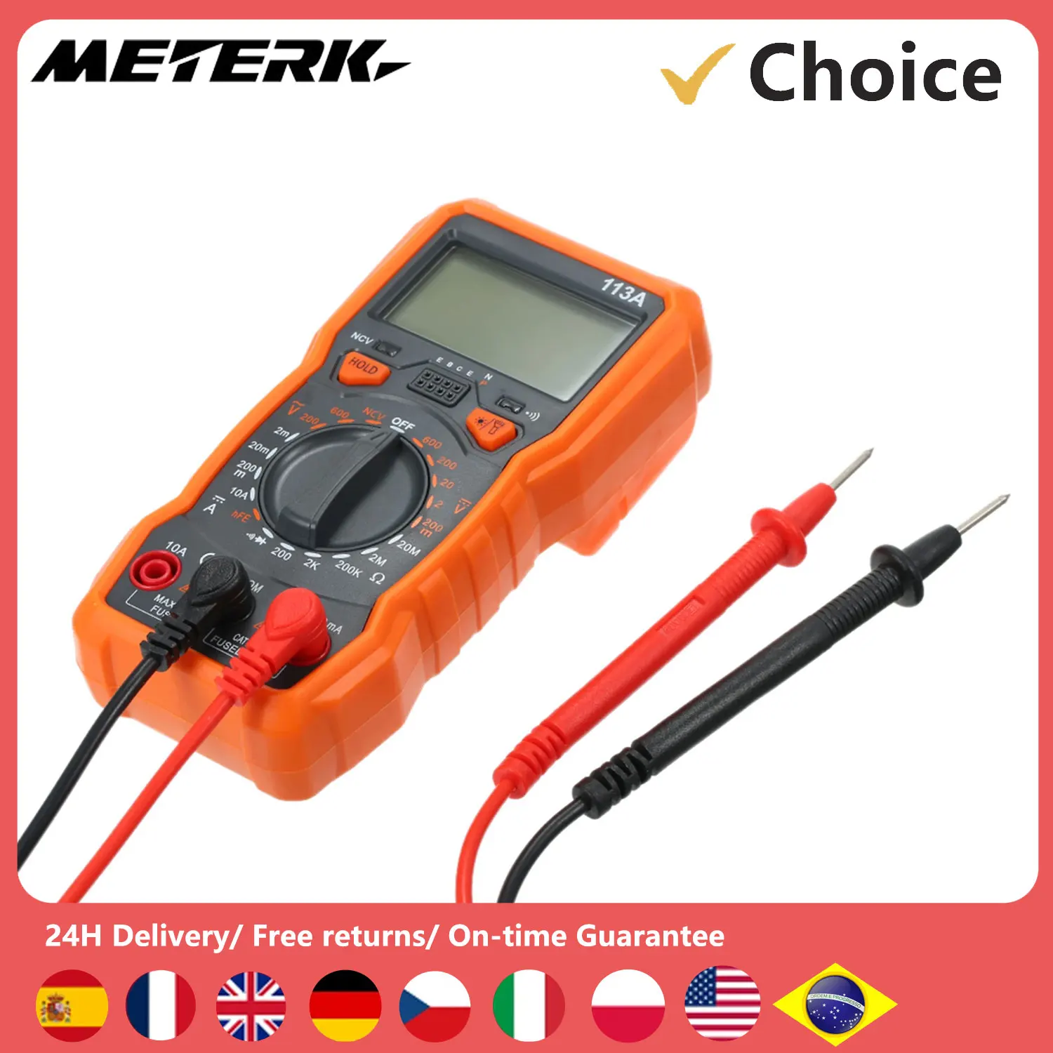 RICHMETERS Multimeter RM113D Multimetro Tester Digital Multimeter 6000 Counts Auto Ranging AC/DC Voltage Temperature Measuring