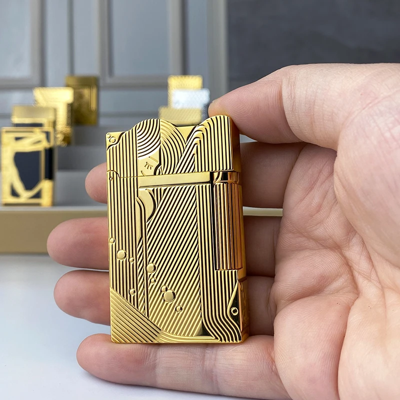Vintage Style Windproof Gas Lighter with Bright Sound Brass Shell for Cigarettes Men's Gift New Arrivals