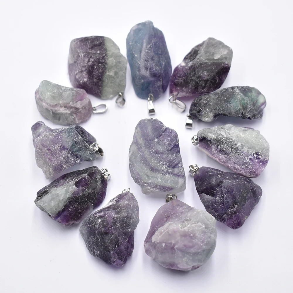 

Wholesale 12pcs/lot fashion good quality natural fluorite stoneIrregular pendants for jewelry accessories making free shipping