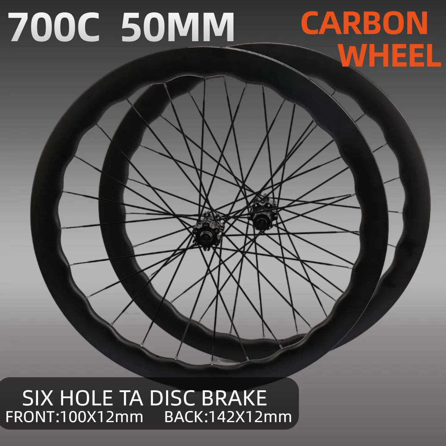 

Carbon Road Wheel Set 700C 50MM Carbon Rim 6 Finger HG 120 Ring Bearing Hub Straight Pull Single Wheel Set