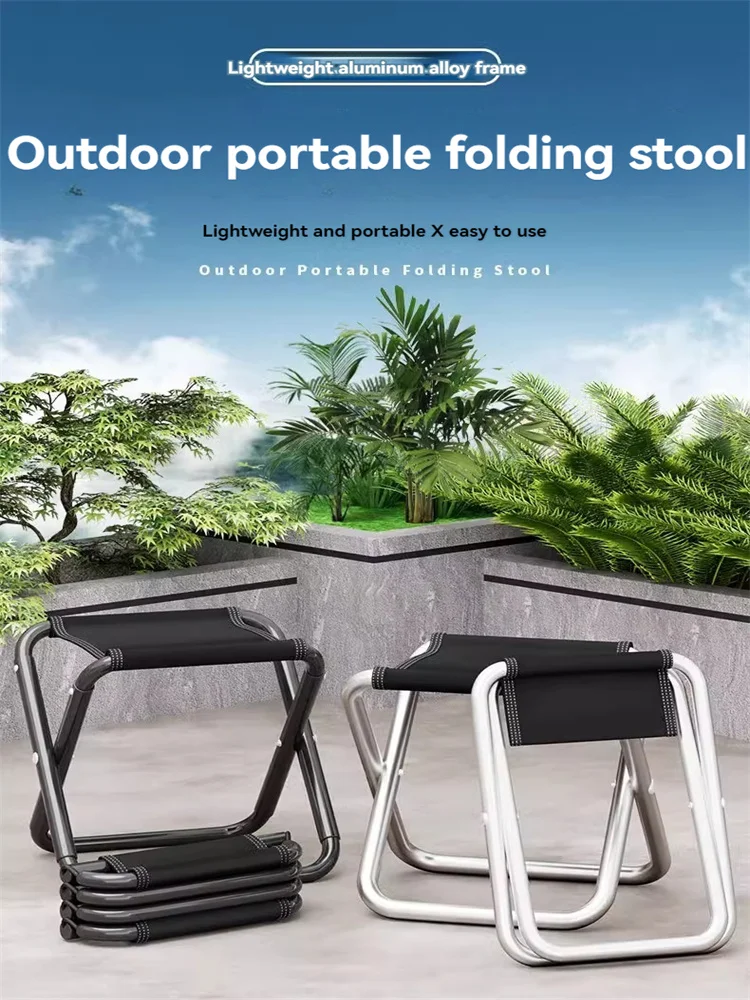 Portable Ultralight Foldable Stool Stainless Steel Folding Chair With Bag For Outdoor Fishing Camping Mountaineering