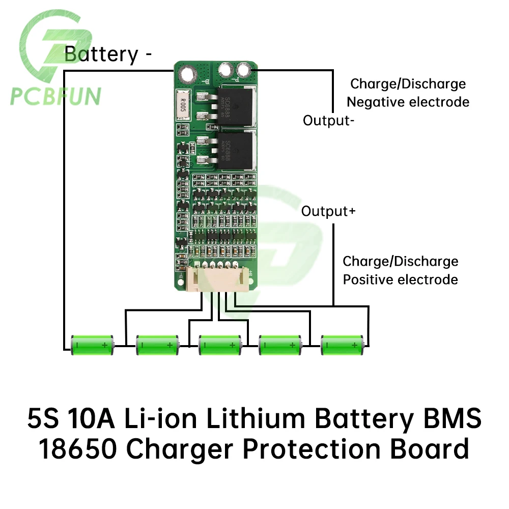 5S 10A Li-ion Lithium Battery BMS 18650 Charger Protection Board 18V 21V Cell Protection Circuit