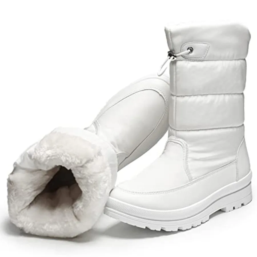 Botas de Nieve Cálidas para Mujer HYPOCRUTE, Forradas de Piel, Botas de Invierno Anchas, Resistentes al Agua, de Media Pantorrilla, para Senderismo, Trabajo y Actividades al Aire Libre