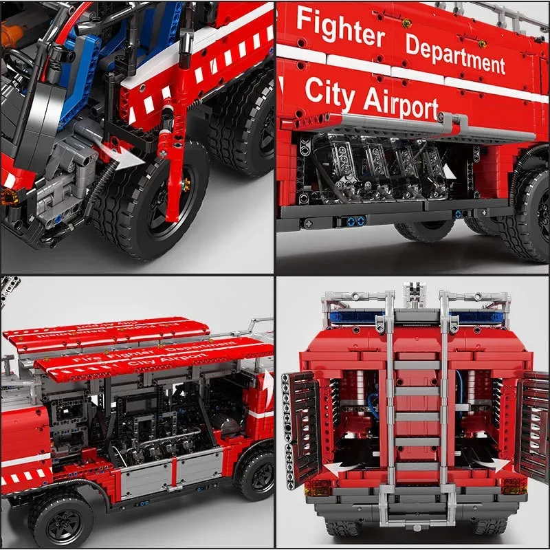 MOULDKING 6653 шт. пневматический спасательный автомобиль в аэропорту, строительные блоки, электрический MOC с дистанционным управлением, техническая сборка, игрушки, автомобиль 19004
