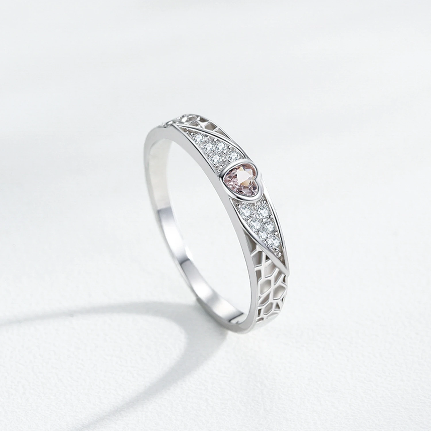 Ailmay  Retro 100% 925 Sterling Silver Champagne Love Zircon Ring For Women, Suitable For Everyday Wear And As Gifts