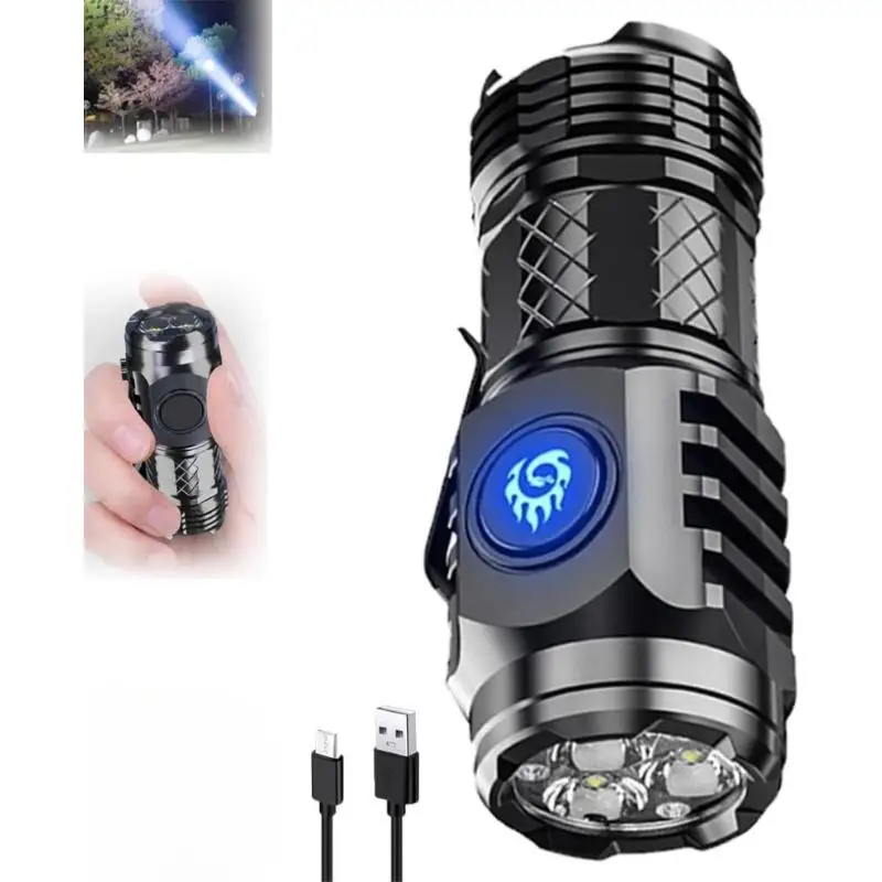 Mini Rechargeable LED Flashlight Bright Pocket Torch for Outdoor Camping Hiking Home Emergency Use Compact Portable Light