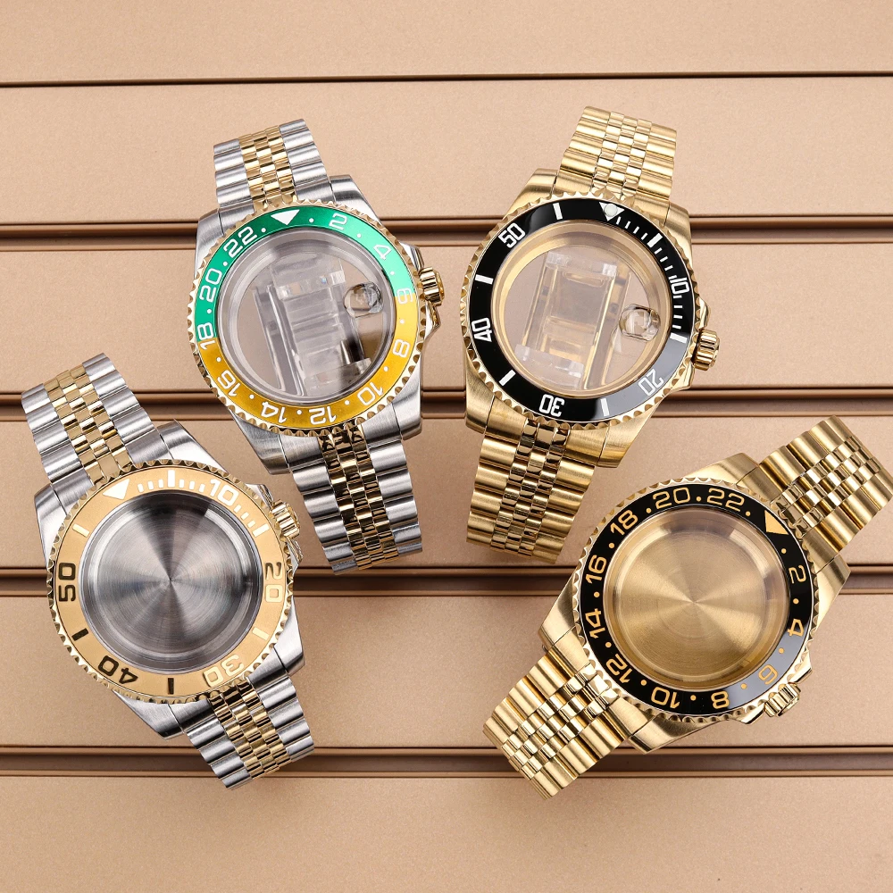 40mm Watch Case Bracelet Sapphire For NH35 NH36/34 Miyota8215 ETA2824  Ceramic Insert 28.5mmDial YACHT-MASTER SUB GMT Mods Parts