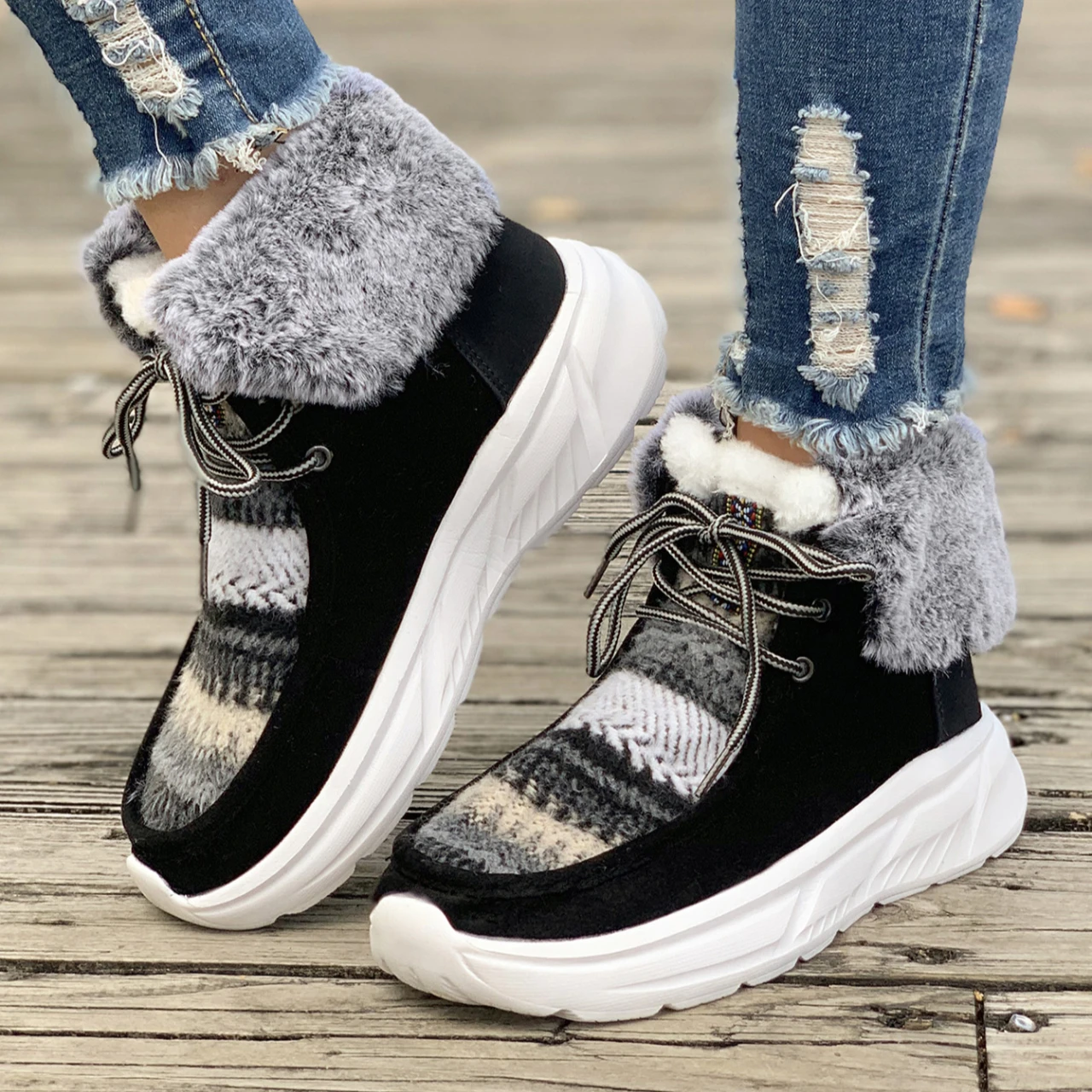 Winter New High-top Snow Boots Women Platform Warm Cotton Shoes for Women Fashion Plush Comfortable Women Boots Zapatos De Mujer