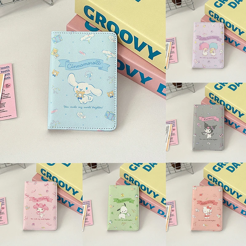 Sanrio Kuromi Melody Overseas Passport Card Holder Protective Cover Document Storage Bag Travel Wallet Women's Credit Card