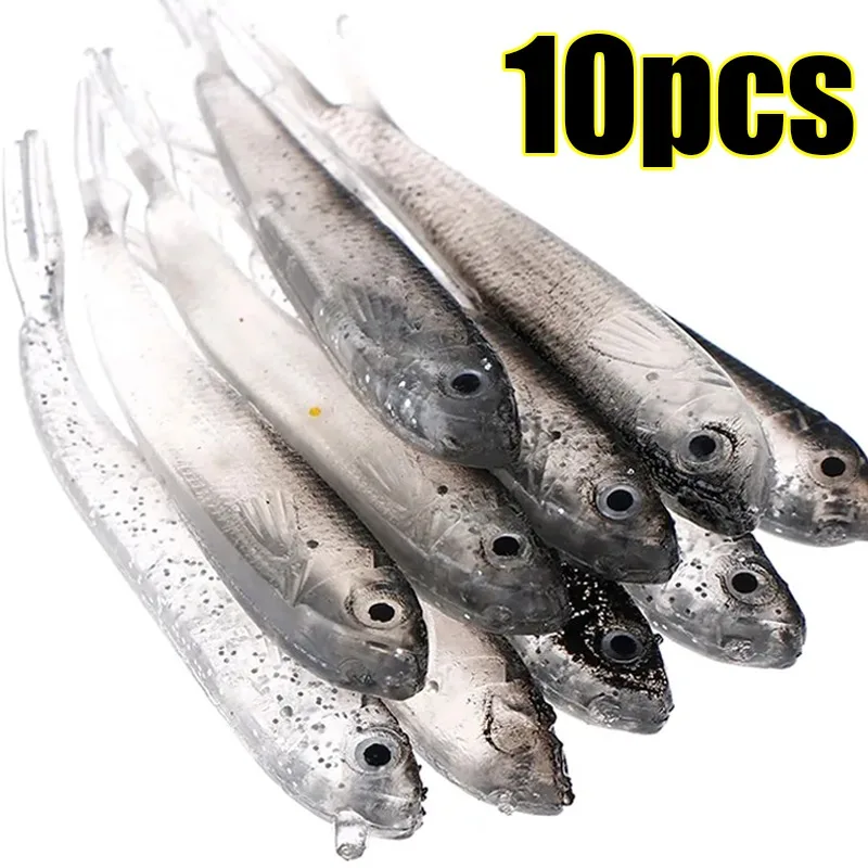 10 pçs iscas de pesca macias isca de silicone 7.5cm para pesca shad swimbait wobblers equipamento artificial macio mosca iscas de pesca isca