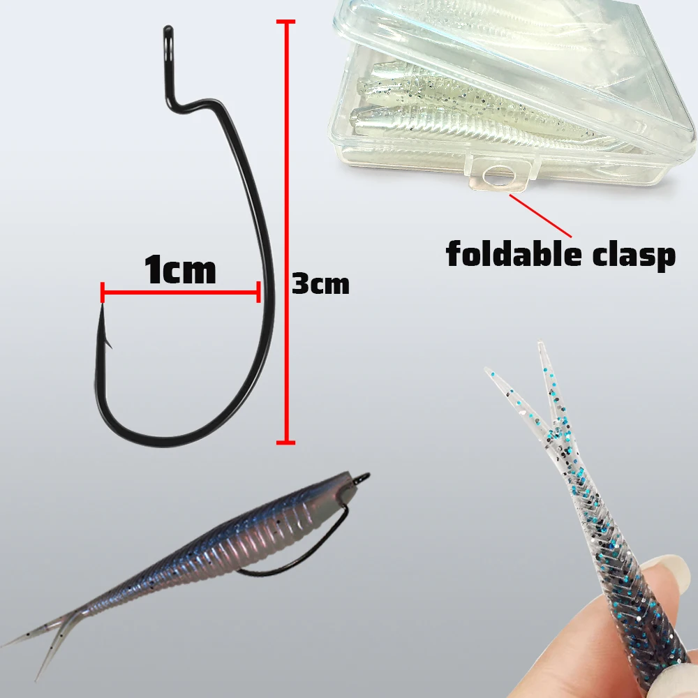 Señuelos swimbait de vinilo con cola en V – Kit completo de pesca - imagen 2