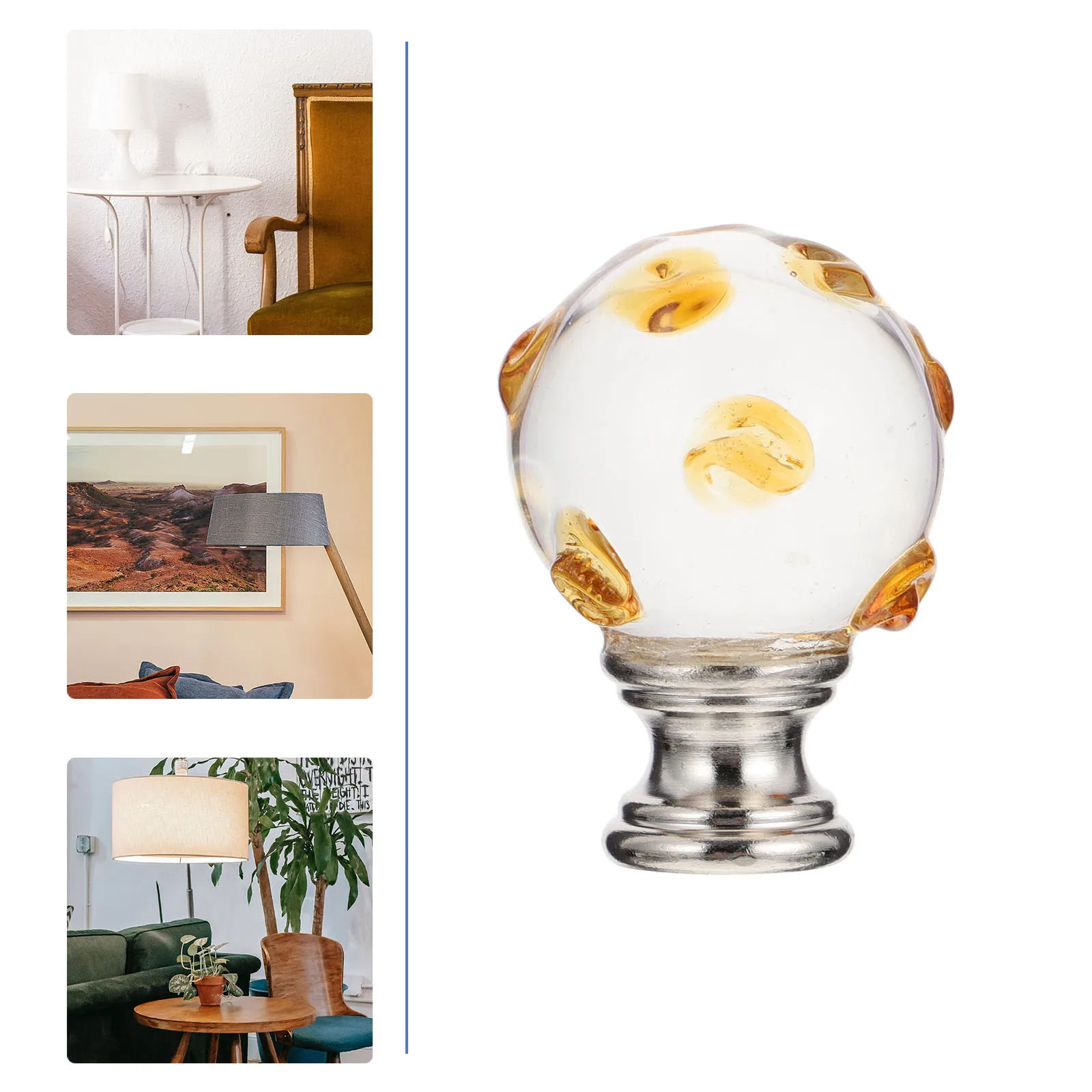 

2pcs Lamp Finial Decor Glass Knob Yellow Elegant Light Cap For Table Floor Pendant Wall Lamps Decorative Lampshade Accessories