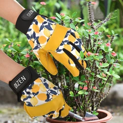 Cowhide Leather Gardening Rose Pruning Gloves Women Breathable Wear-resistant Thorn Proof Working Gloves for Weeding Planting