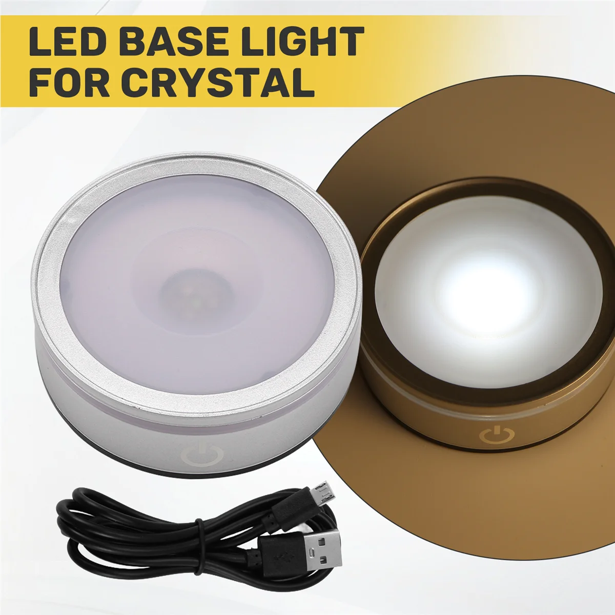 

ABLK LED Light Base with Sensitive Touch Round Colorful Stand Display for 3D Crystal Glass Art Photo Frame Silver Concave