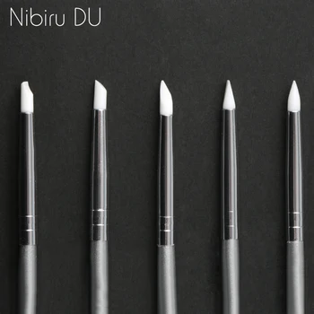 5 Pcs Silicone Nail Brush Carving Emboss Hollow Pottery Sculpture UV Gel Shaping Silicone…