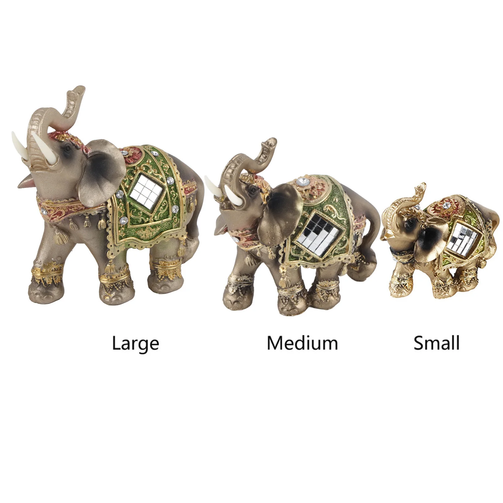 Elephant Figurine Feng Shui Elephant Statue Lucky Feng Shui Green Elephant Statue Sculpture Wealth Figurine Gift Home Decoration