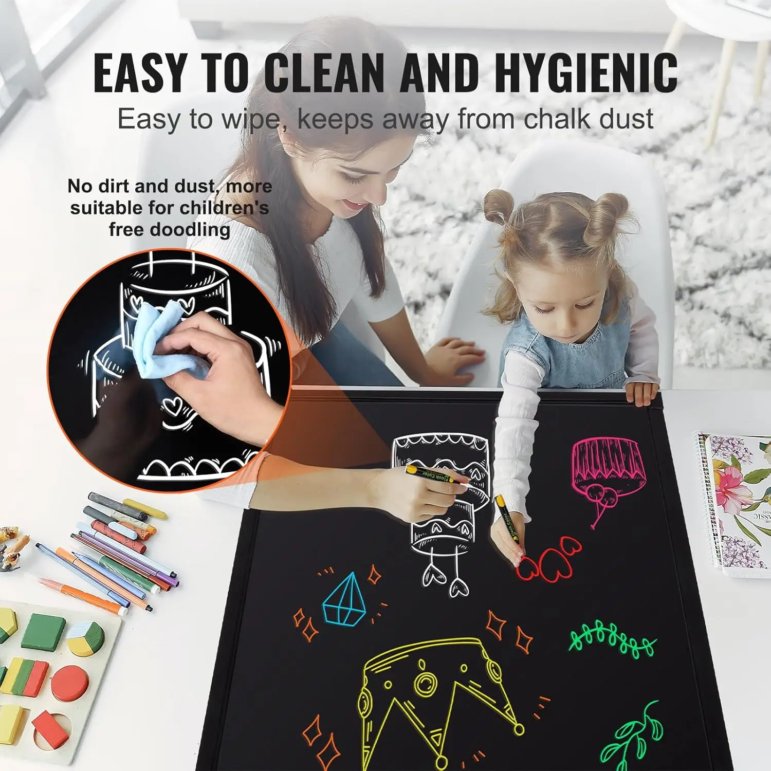 لوحة رسائل LED مقاس 32 × 24 بوصة مع أضواء نيون و8 علامات وجهاز تحكم عن بعد للقوائم والعلامات