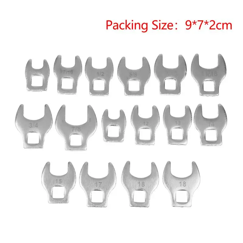 Chrome Vanadium Heavy Duty 8Pcs Crowfoot Wrench Set Inch Metric for Small Engine Repair Home Workshop
