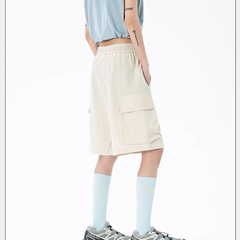 Unisex Outdoor Waterproof Shorts   Inseam Elastic Waist with Adjustable Drawstring  Lightweight Quick-Dry Utility Pockets