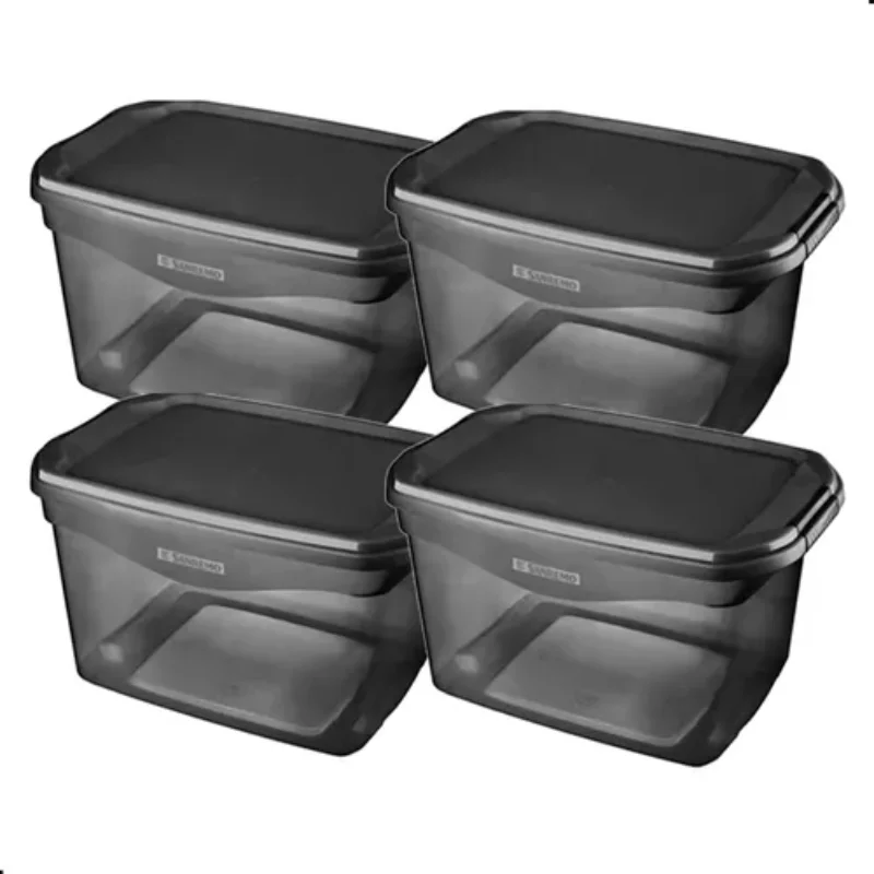 Box Medium Flex Black 4 Pieces 29l   Organization Boxes