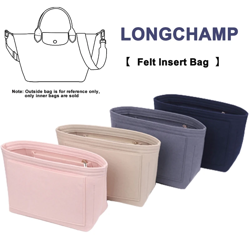 

EverToner Felt Insert Bag Fits For LONGCHAMP Long Handle Short Handle Crossbody Bag Makeup Organizer Shaper Travel Inner Purse