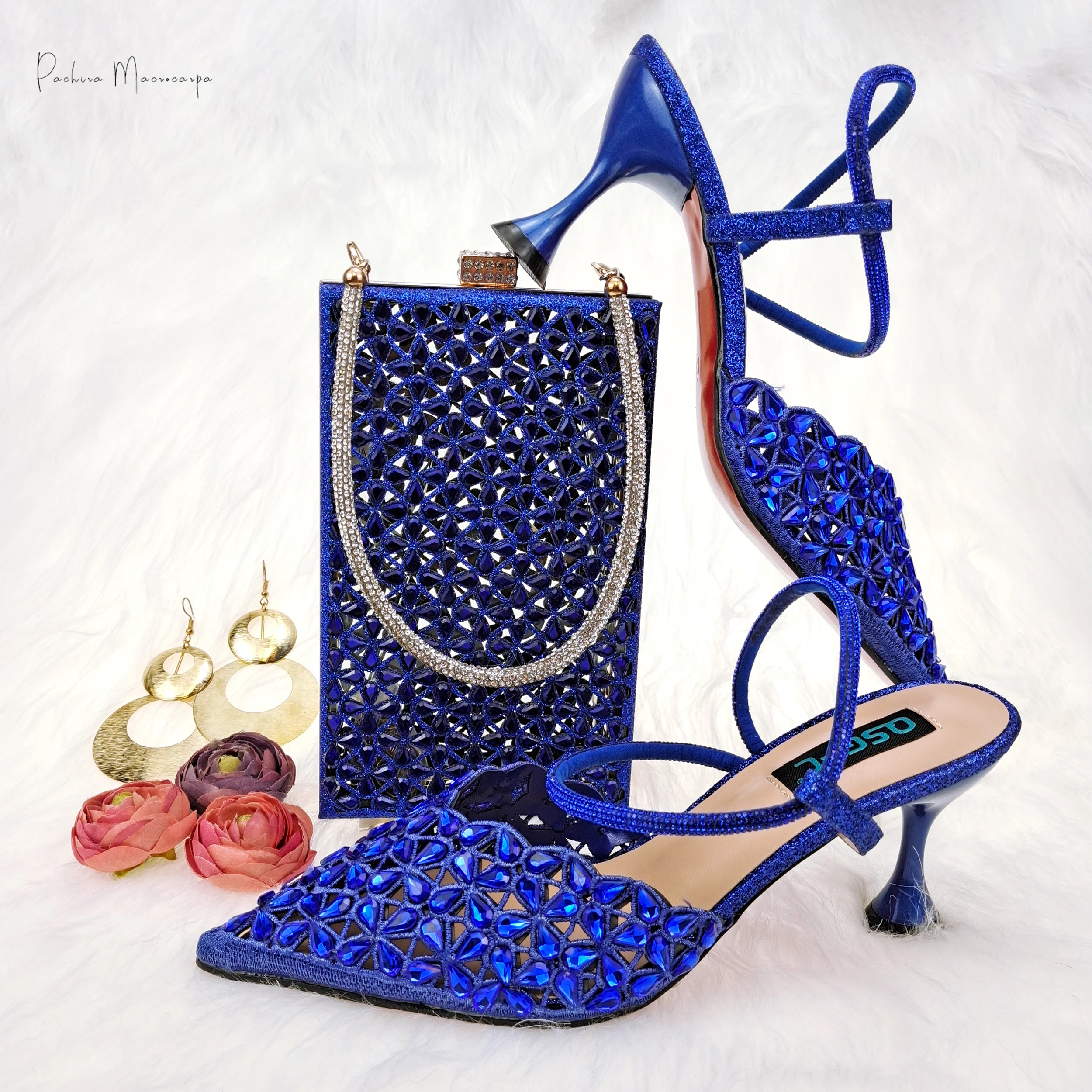 PM Royal Blue Color African Popular Women's Shoes Italian Design Shoes And Bag African Women Matching Shoes And Bag