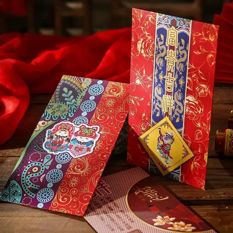 12pcs Classic Chinese New Year Red Envelope Lucky Money Blessing Pocket Envelope 2023 Chinese New Year Decor  Gift Red Envelope