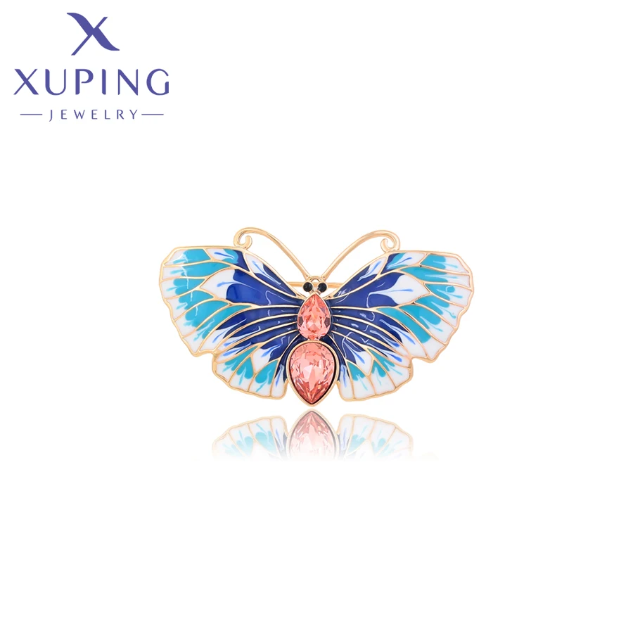 

Xuping Jewelry Fashion Charms Gold Color Butterfly Shape Crystal Brooch for Women X000021279